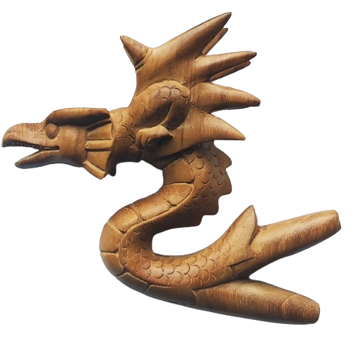  "DRAGON FLYING" Kuripe from Teak Wood (Tectona grandis)