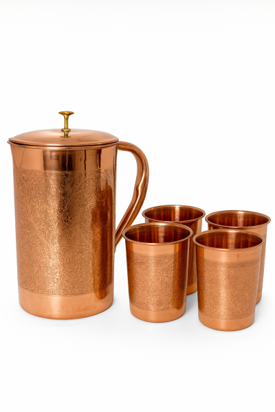 Dzbanek Miedziany YAMINA + 4 Kubki Miedziane