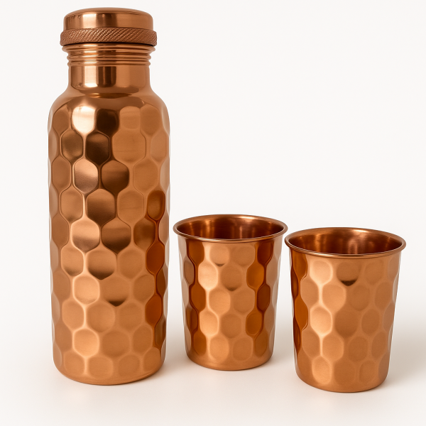 Dzbanek Miedziany MIRAYA + 2 Kubki Miedziane